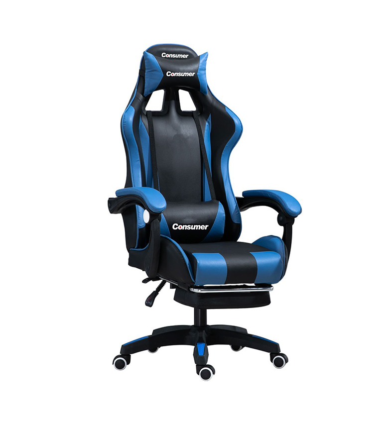 SILLA YT-055 GAMER NEGRO Y AZUL CONSUMER