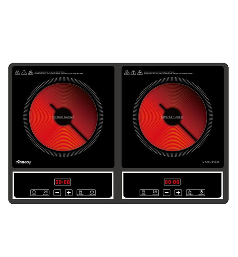 COCINA ELECTRICA INFRARROJA DOBLE ANNECY 2.000WX2 MULTIFUNCION REF. PIR-D
