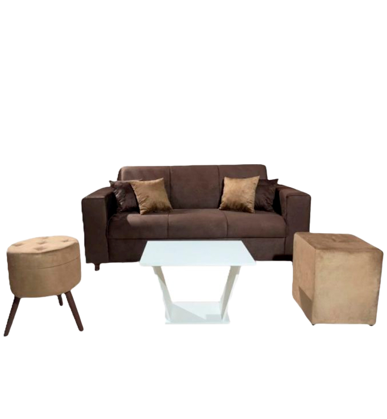 SOFA SAN JUAN 3L + PUFF MARRÓN