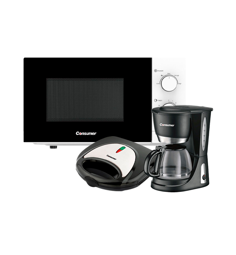 MICROONDA 20L+SANDWICHERA 2 PANES+CAFETERA CONSUMER