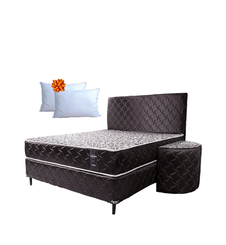 JUEGO COMPLETO SOMMIER PARANA CONVENCIONAL 140X190 NEGRO