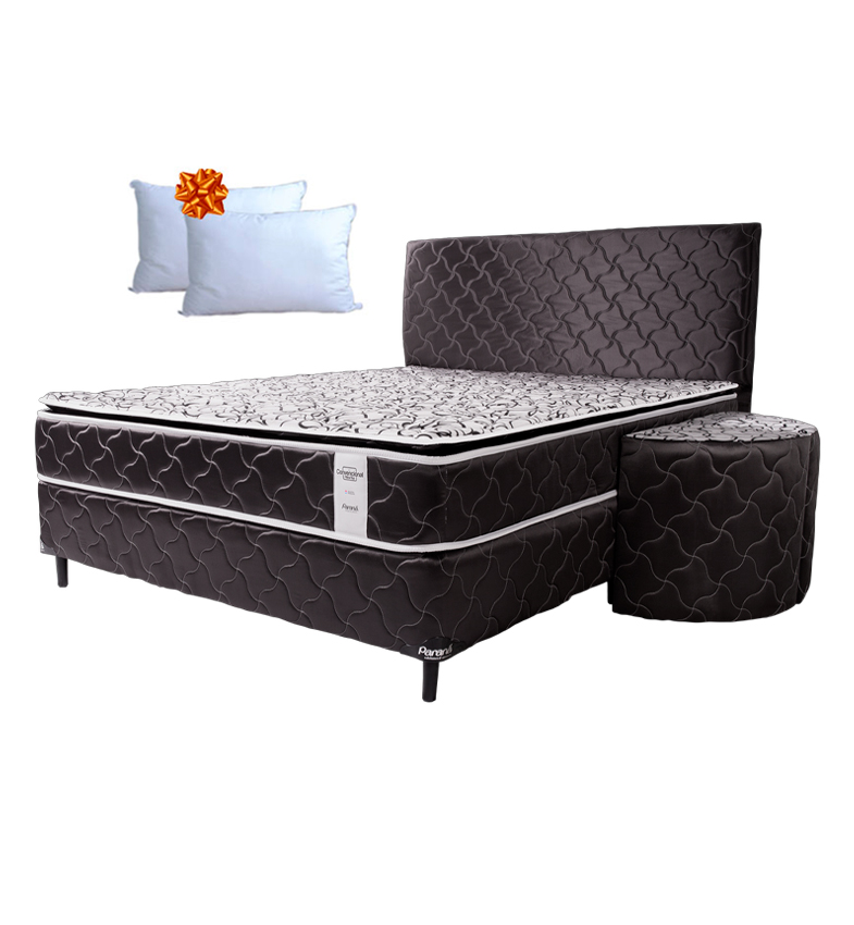 JUEGO COMPLETO SOMMIER PARANA NEO CONVENCIONAL C/PILLOW TOP 200X200 - NEGRO