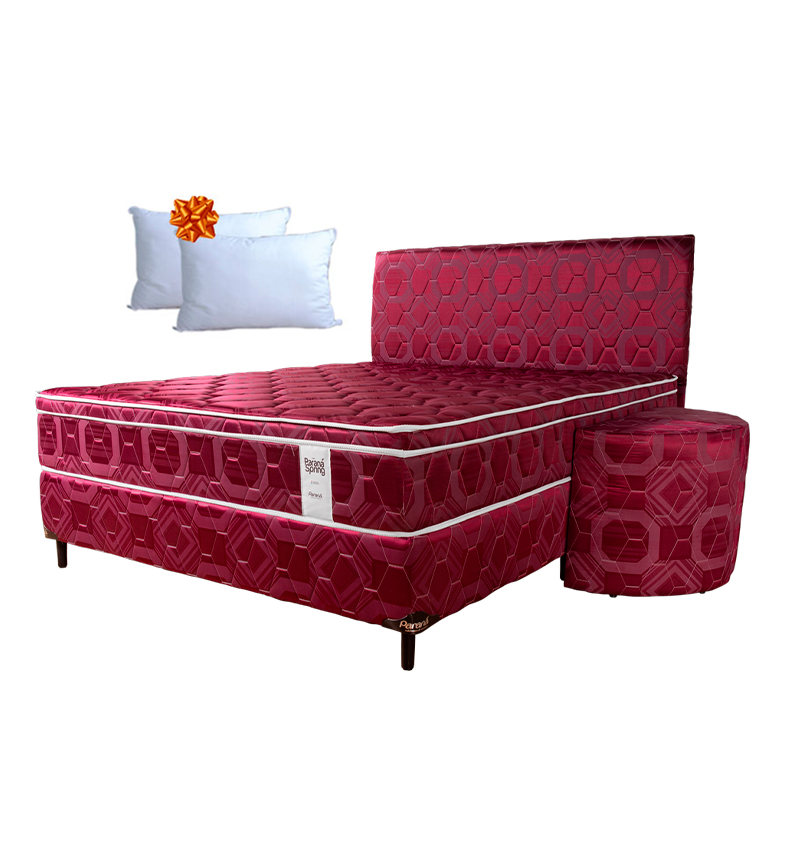 JUEGO COMPLETO SOMMIER PARANA SPRING CON PILLOW COLOR 160X200 BORDO