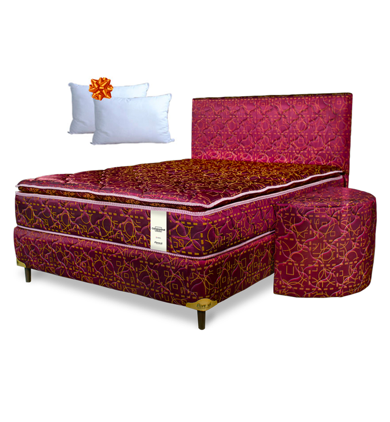 JUEGO COMPLETO PARANA NEO CONVENCIONAL PILLOW TOP140X190 BORDO