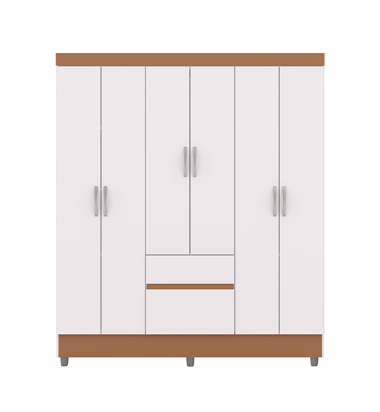 ROPERO MOVELMAX ENZO 6PTAS C/2CAJONES BLANCO/CAMARIN