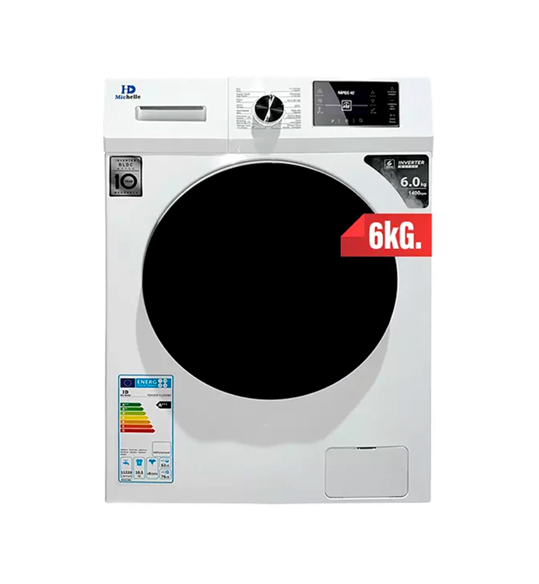 LAVARROPAS AUTOMATICO HD PLAY MICHELLE 6 KG INVERTER C/F