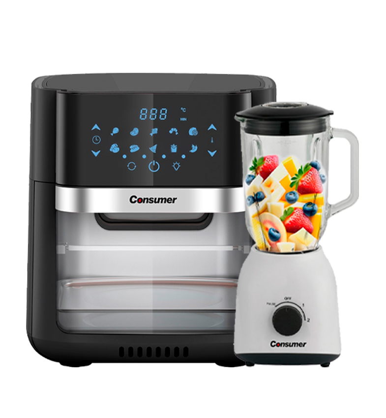 COMBO MAMA-FREIDORA DE AIRE 10L+LICUADORA DE 2V CONSUMER