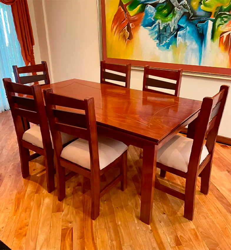 JUEGO DE COMEDOR DE 6 SILLAS (CARIOCA) COLOR: BEIGE NAVAJO