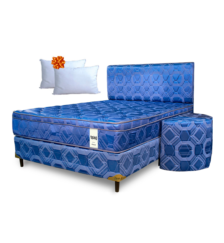 JUEGO COMPLETO SOMMIER PARANA SPRING CON PILLOW COLOR 160X200 AZUL