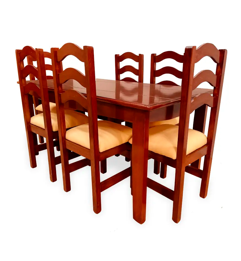 JUEGO DE COMEDOR DE 6 SILLAS (FLAMENCO) BEIGE NAVAJO