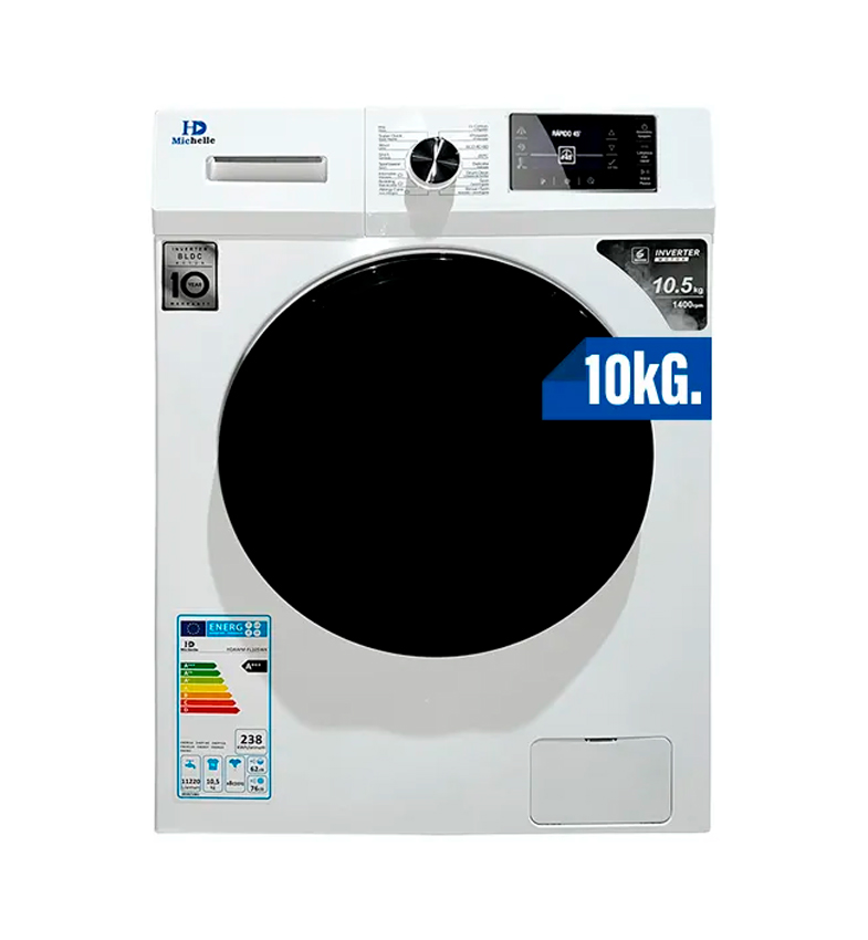LAVARROPAS AUTOMÁTICA HD PLAY MICHELLE 10,5KG INVERTER C/F