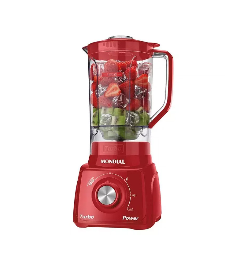 LICUADORA MONDIAL TURBO POWER - ROJO 3 VELOCIDADES - 2,2L