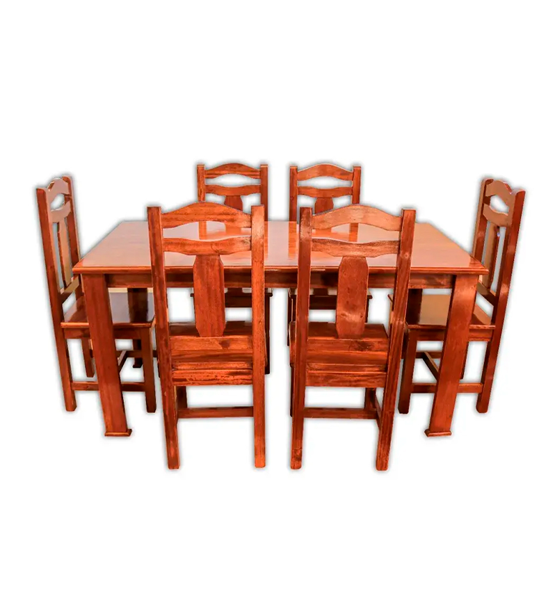 JUEGO DE COMEDOR CBC MACIZO CON 6 SILLAS - NOGAL