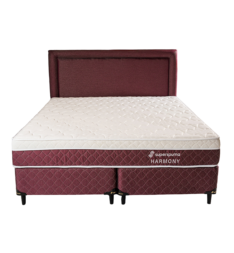 JUEGO DE SOMMIER SUPERSPUMA HARMONY 180X200 BORDO + CABECERA