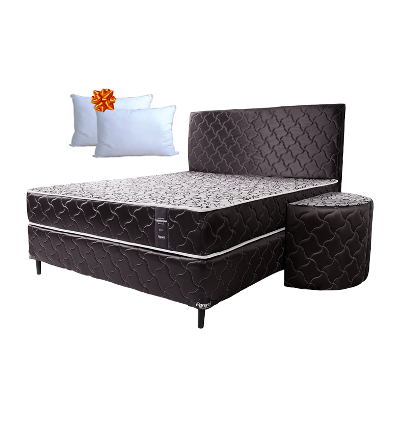JUEGO COMPLETO SOMMIER PARANA CONVENCIONAL 160X200 NEGRO