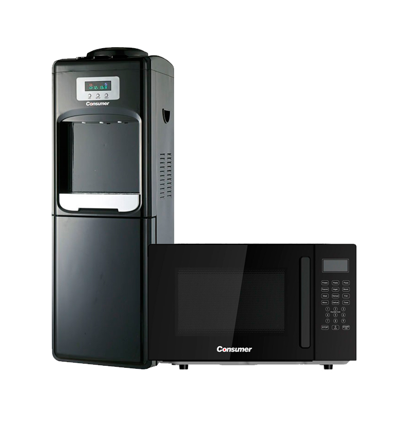 DISPENSER DE PIE NEGRO+MICROONDAS DE 25L CONSUMER