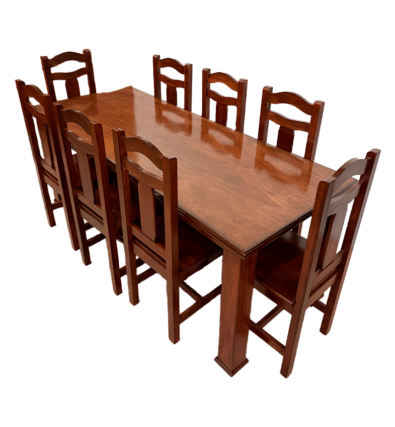 JUEGO DE COMEDOR CBC MACIZO CON 8 SILLAS - NOGAL