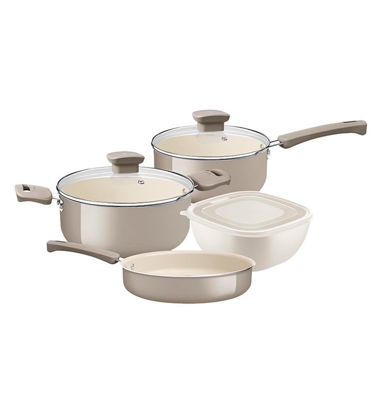 JUEGO DE OLLAS 4 PZAS. CERAMIC VERONESE BEIGE
