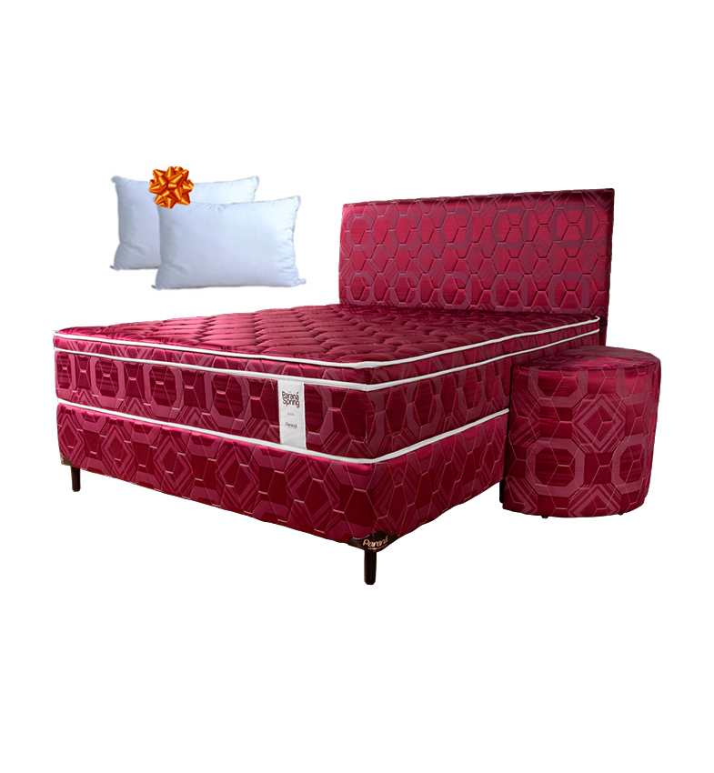 JUEGO COMPLETO SOMMIER PARANA SPRING CON PILLOW COLOR 140X190 BORDO