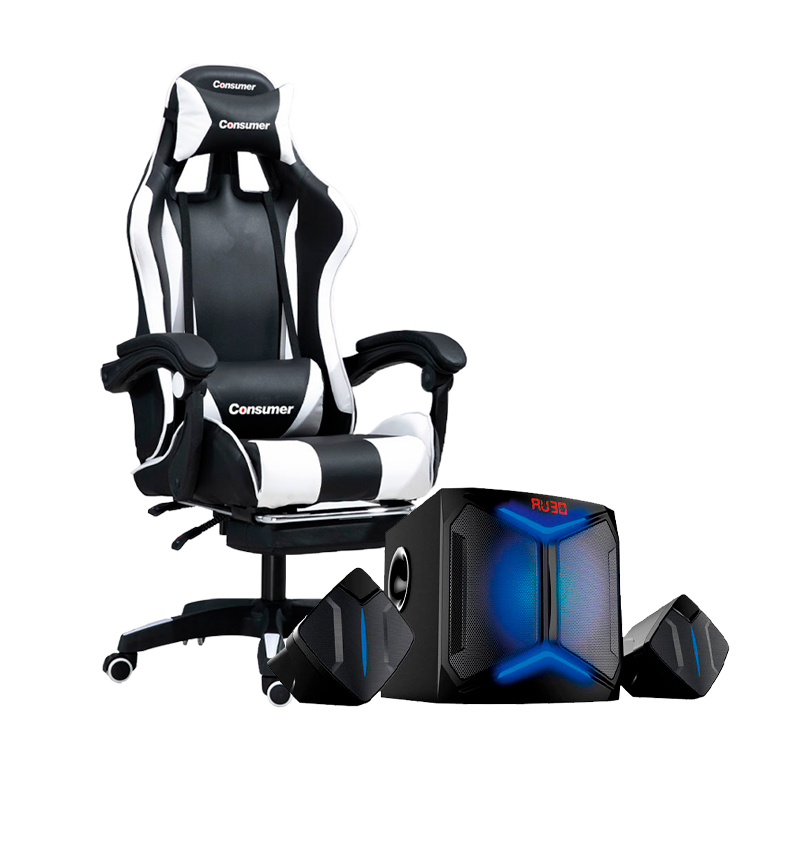 SILLA GAMER BLANCO+SPEAKER SPIDER CONSUMER