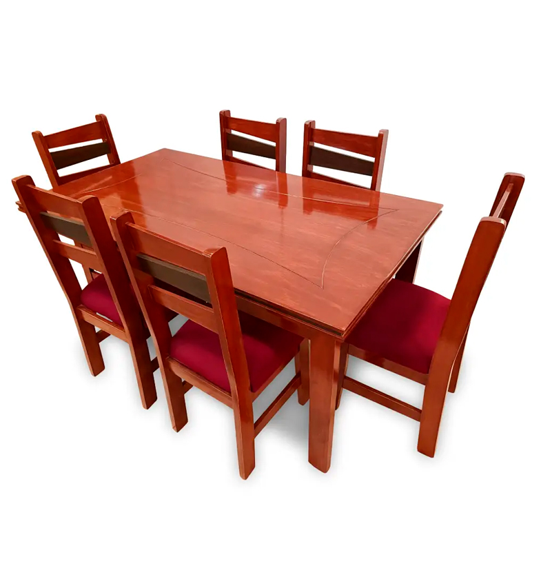 JUEGO DE COMEDOR DE 6 SILLAS (CARIOCA) COLOR: BORDO