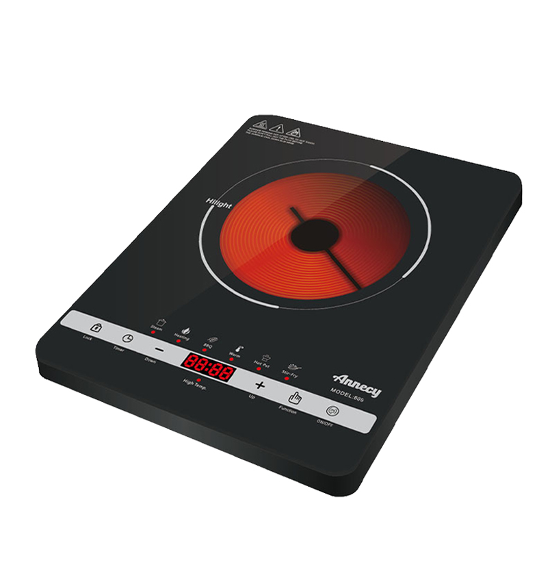 COCINA ELECTRICA INFRARROJA ANNECY 2.000W MULTIFUNCION CRISTAL PULIDO REF. 809