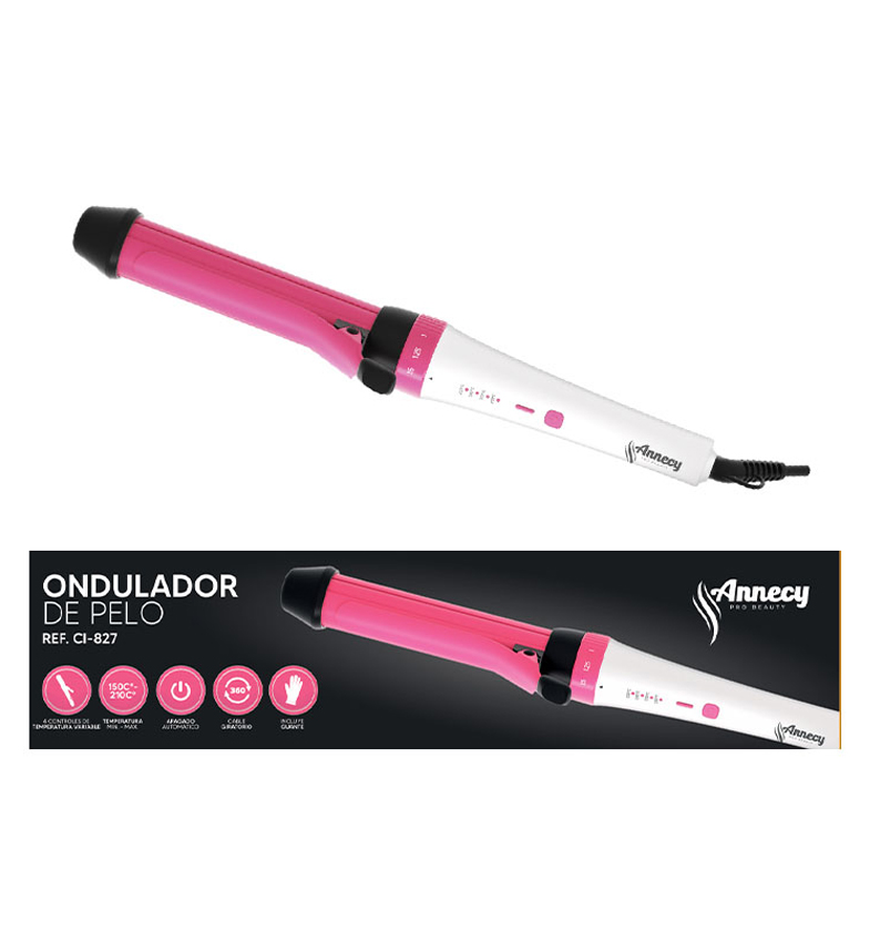 ONDULADOR DE PELO ANNECY REGULABLE 70W 150°C-210°C + GUANTES REF. CI-827