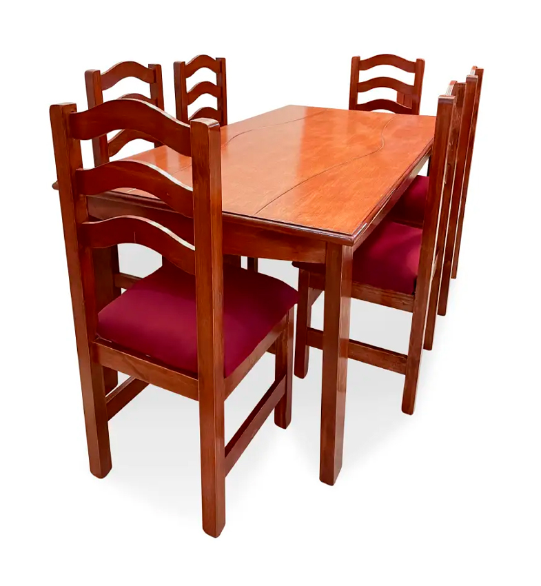 JUEGO DE COMEDOR DE 6 SILLAS (FLAMENCO) BORDÓ