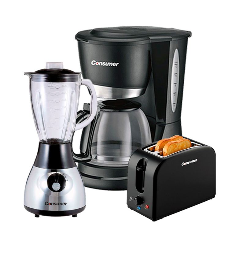 CAFETERA+LICUADORA INOX+TOSTADORA.