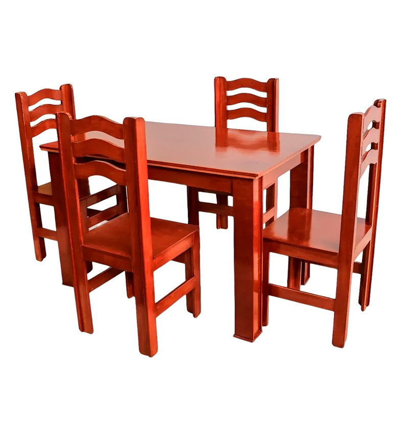 JUEGO DE COMEDOR DE 4 SILLAS (VENEZIA) CAOBA